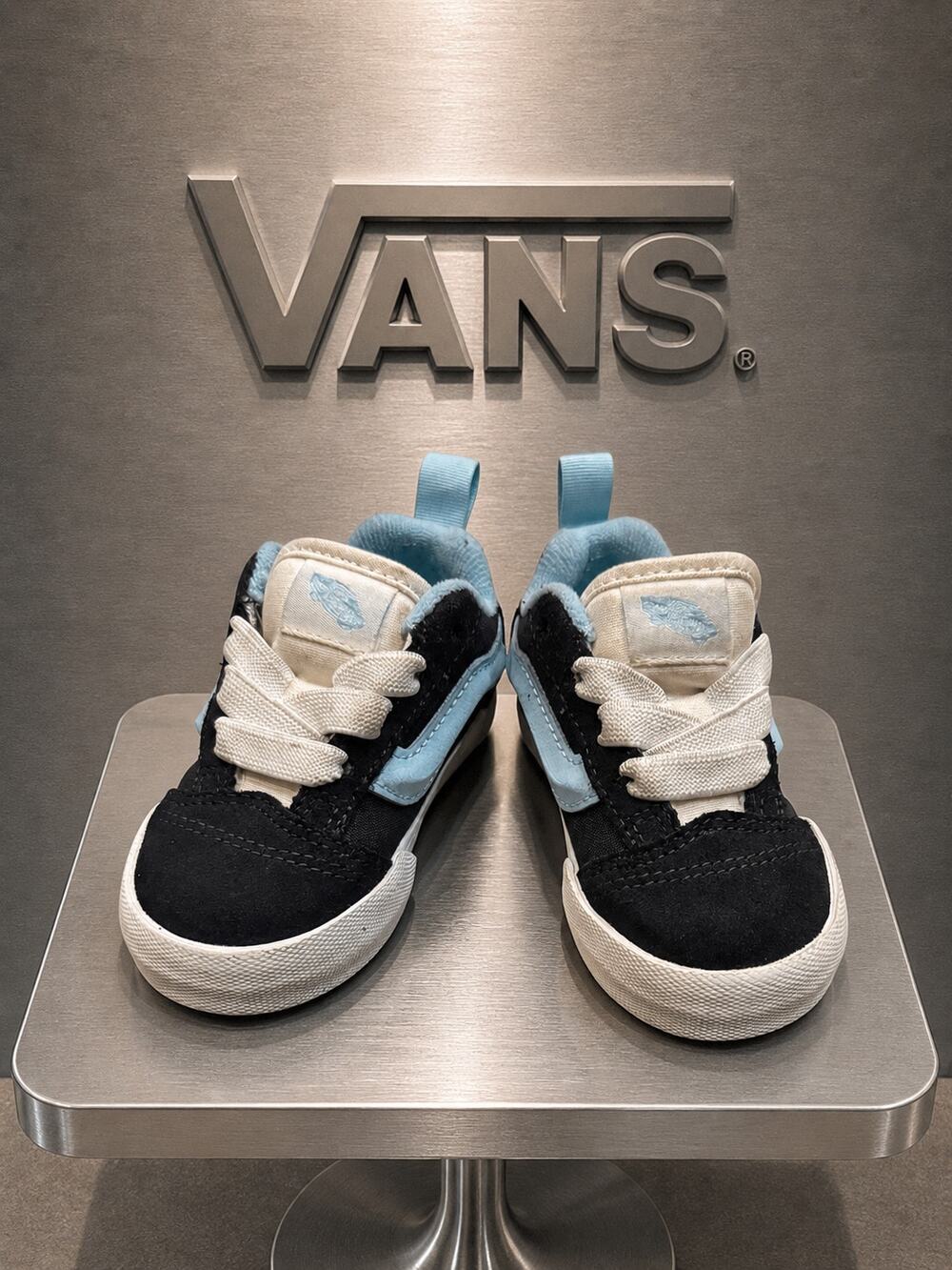 Vans Knu Skool Elastic Lace Retro Sport Grey Blue Toddler Shoes Size 5